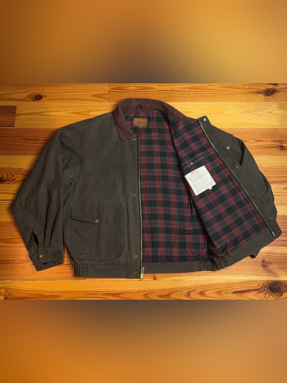 Men's Brown Workwear Jacket with Plaid Lining